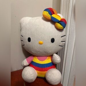 Ty Hello Kitty White Plush with Rainbow Outfit